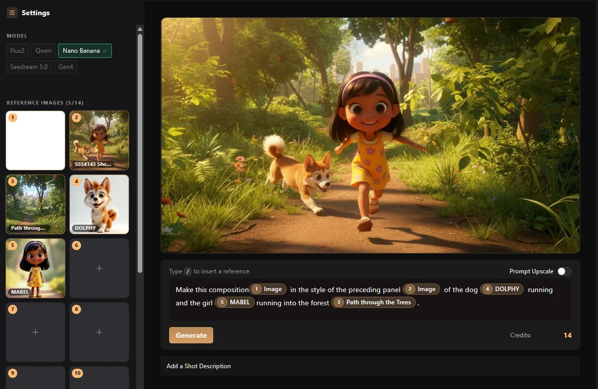 AI animation and shot production workspace