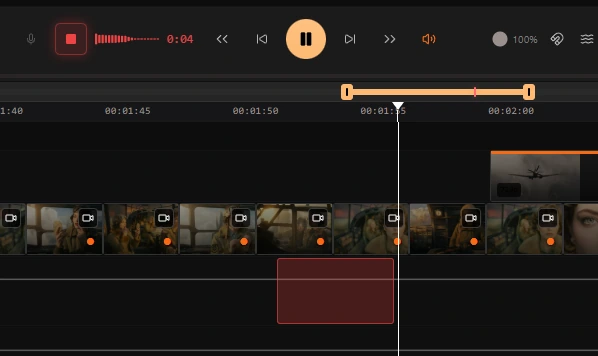 Timeline voice recording at import