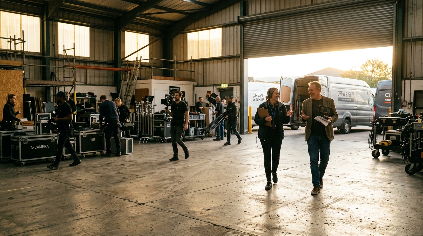 Finished commercial shoot closes with teams leaving together
