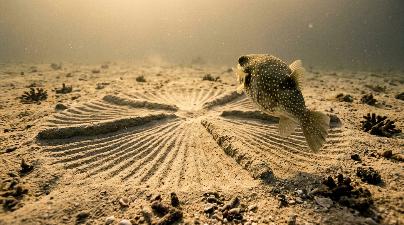 Finished reef arena holds its shape as pufferfish departs