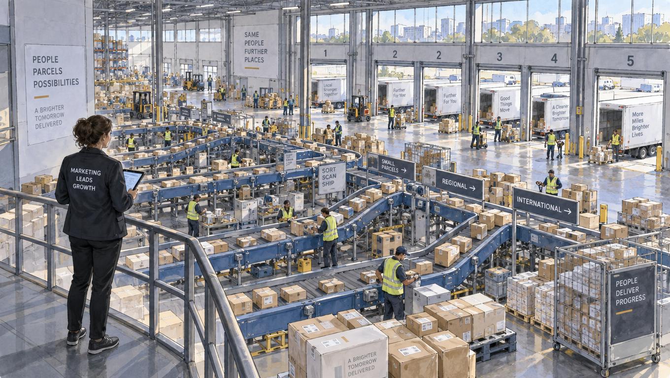A marketing lead surveys the many moving parts of parcel delivery