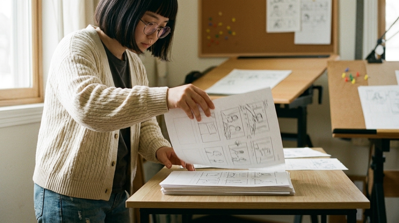 Storyboard pages moving from review to locked references