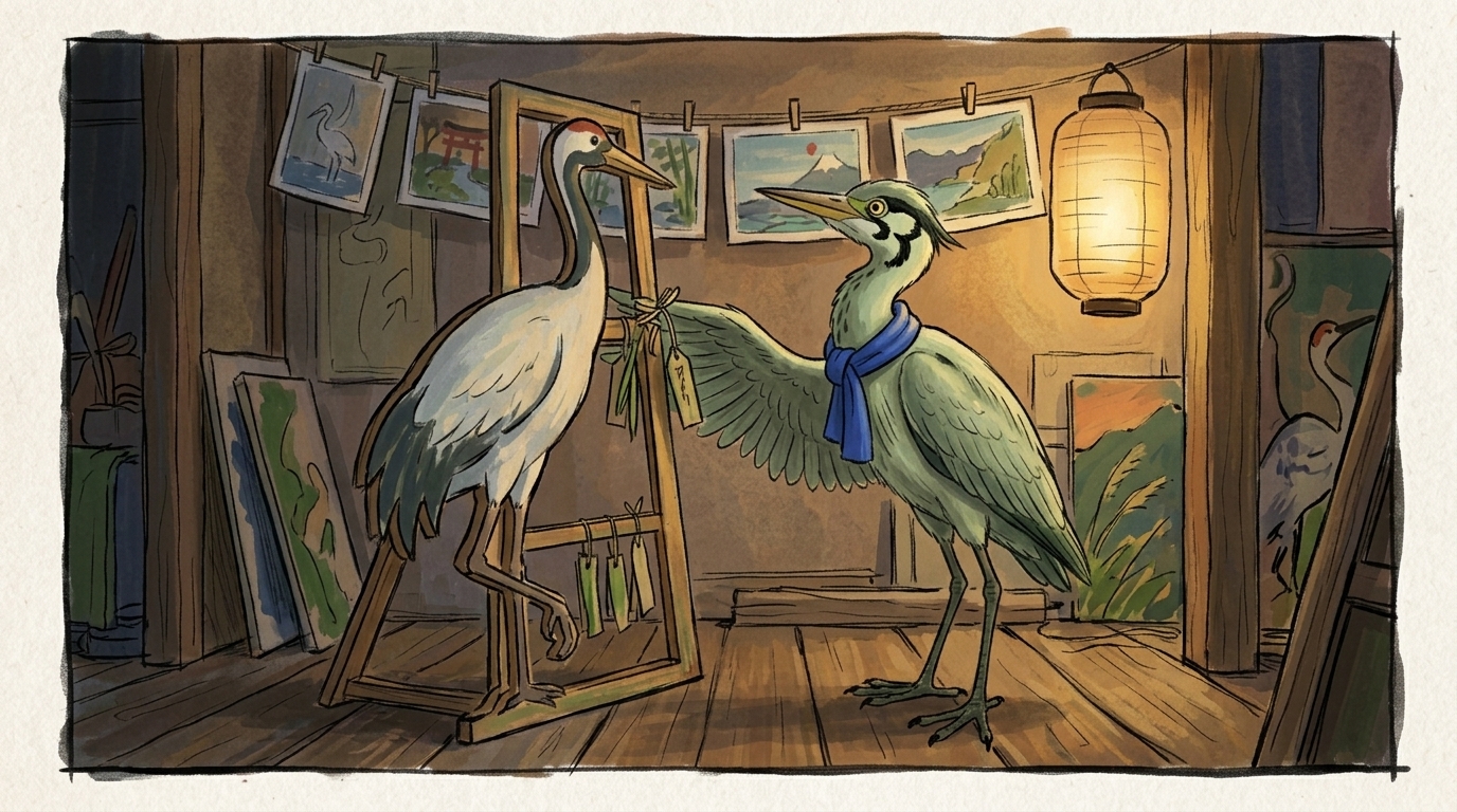 The heron checks a scene against its rules