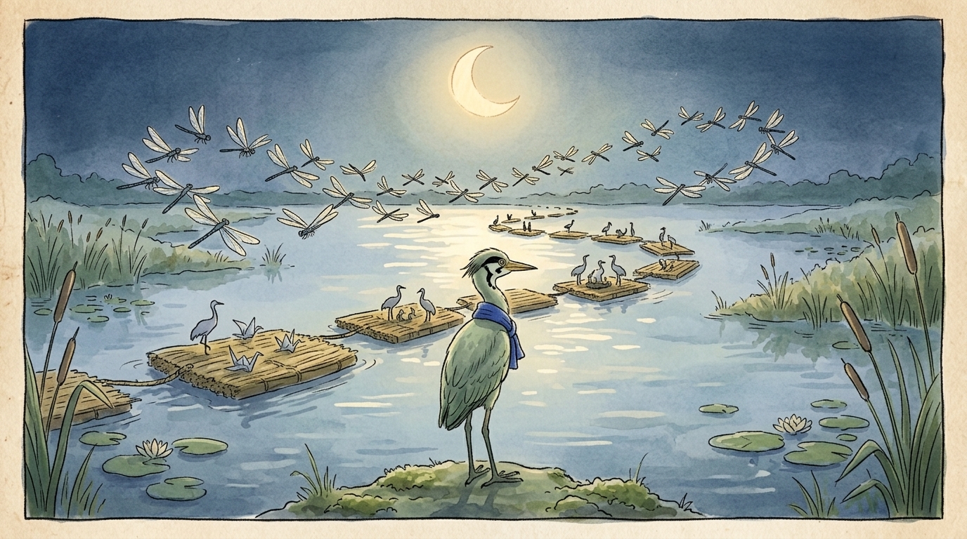 The marsh production settles into a finished sequence