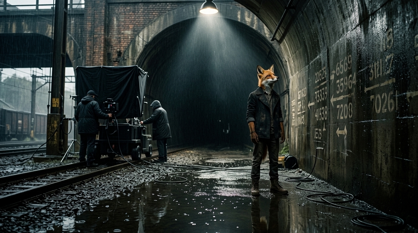 Small figure maps the tunnel scene