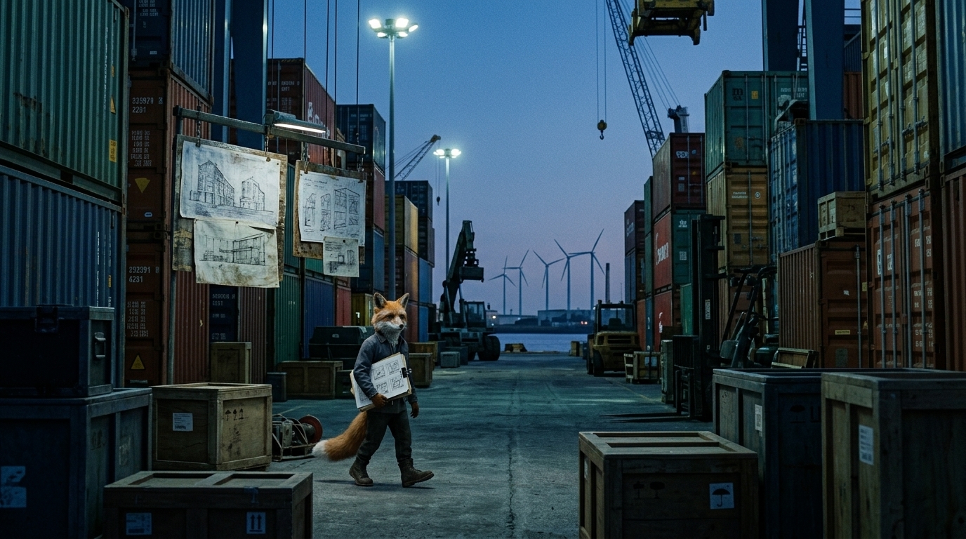 Fox courier carrying a storyboard package