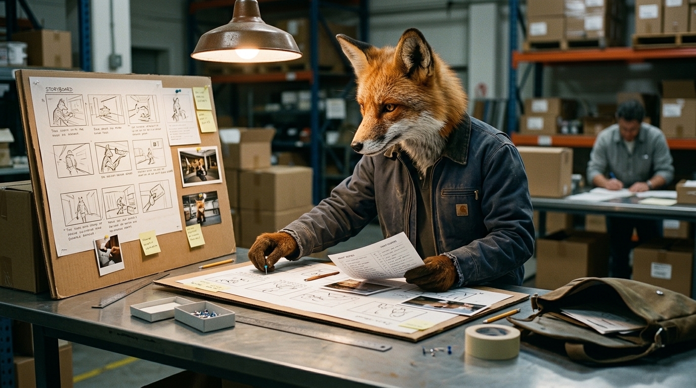 Fox marking revisions on a shot package