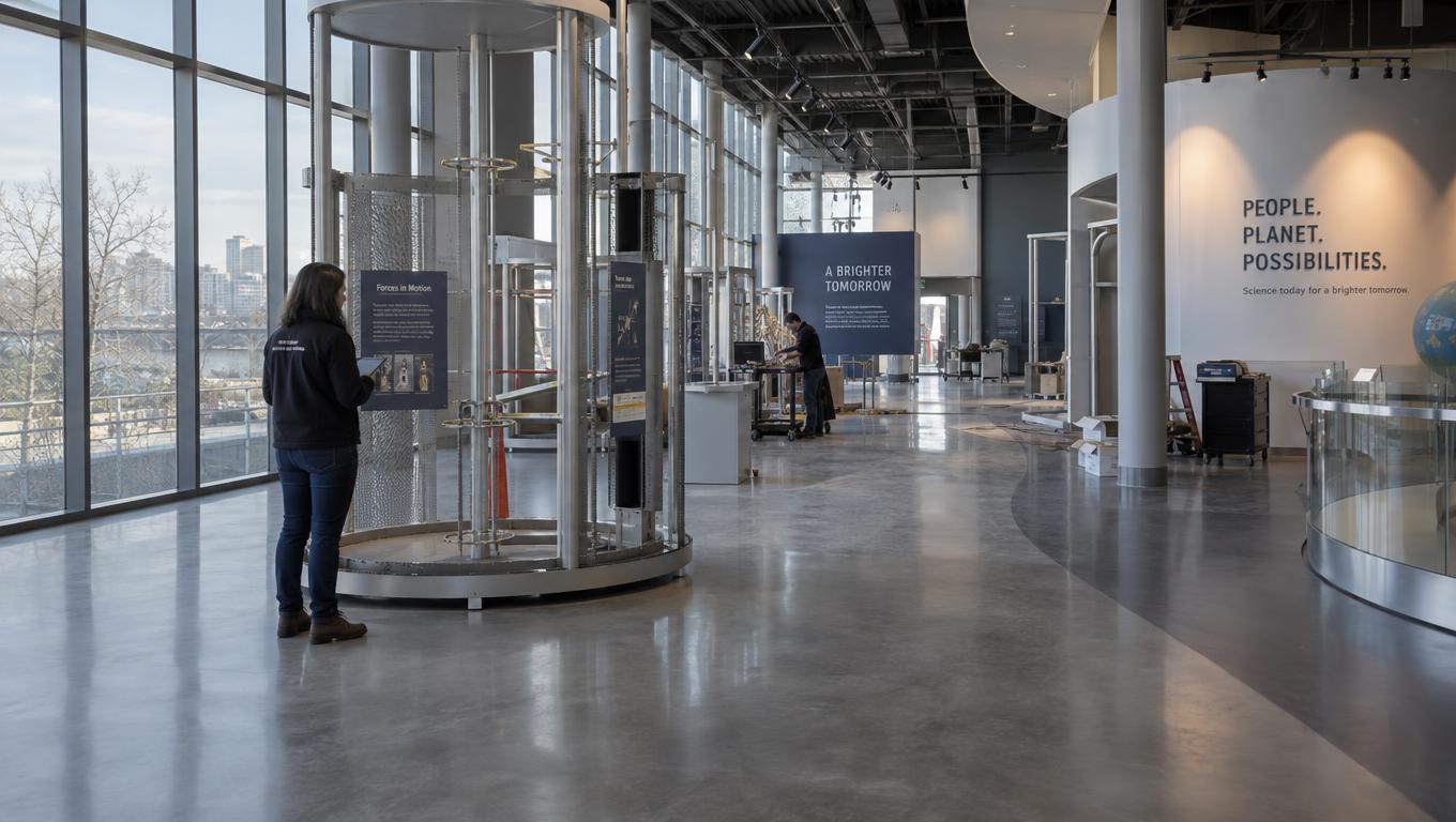 Empty science gallery reveals a communication project awaiting direction