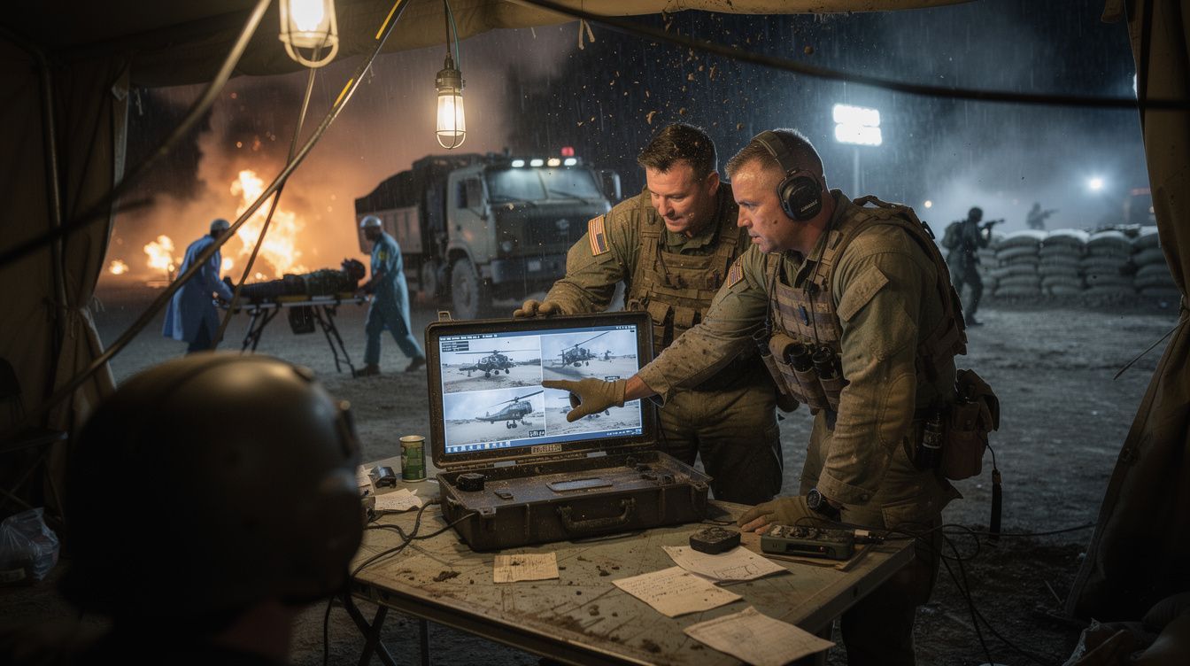 battlefield tent dailies under artillery flashes