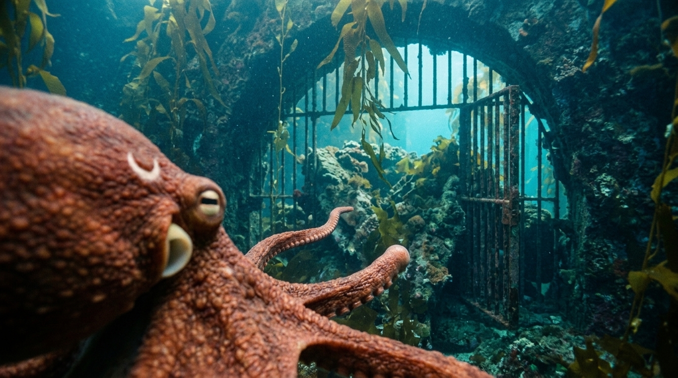 Un pulpo descubre que la ruta se rompe en una compuerta