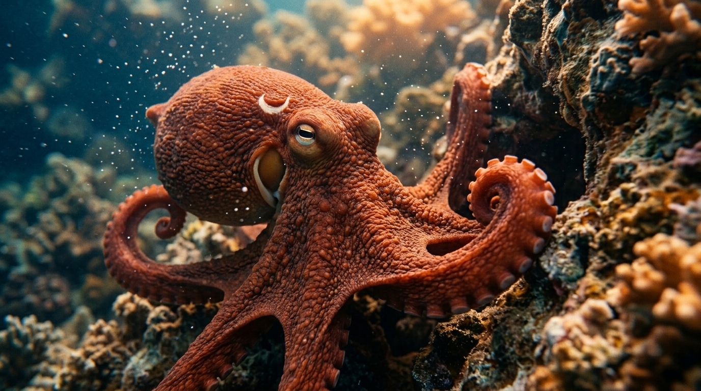 Un pulpo se compromete con el paso corregido