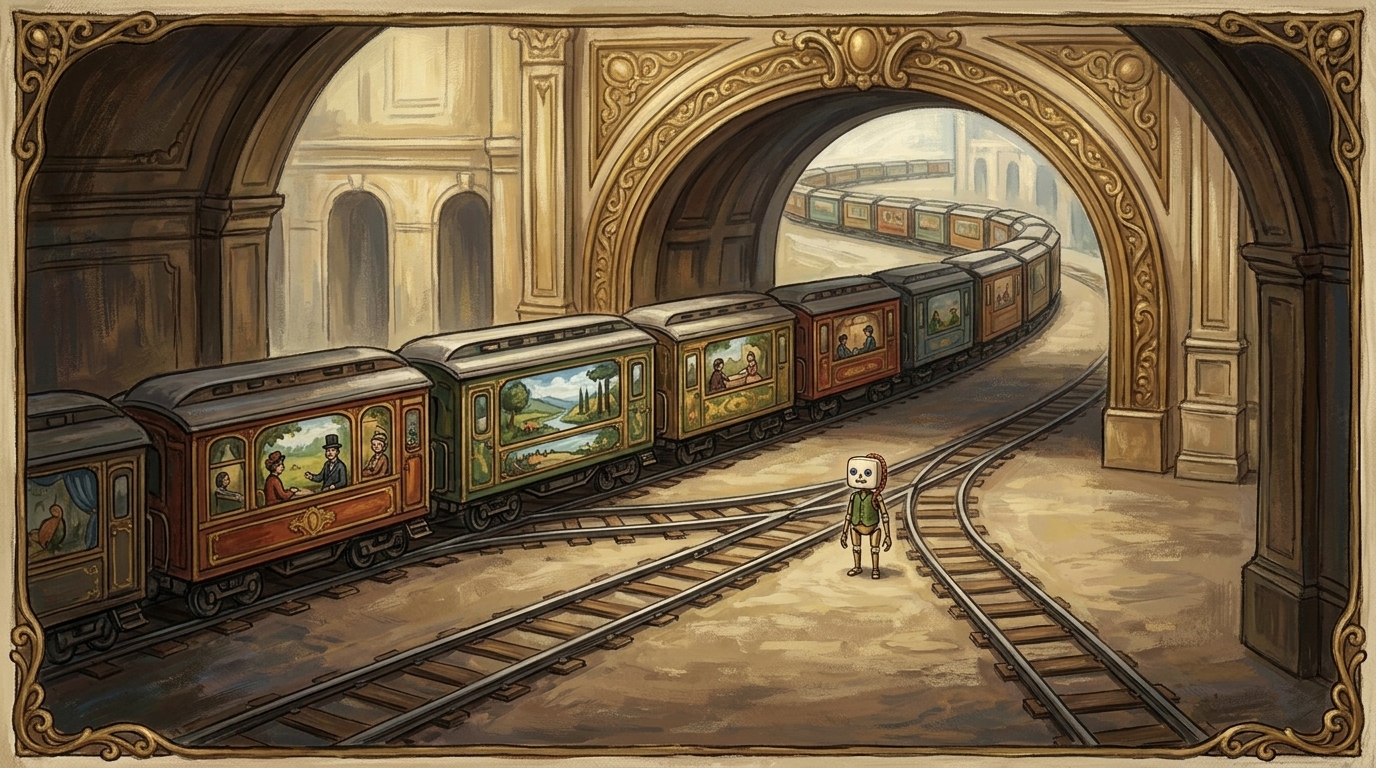 Aligned story carriages complete the Lantern Loop together