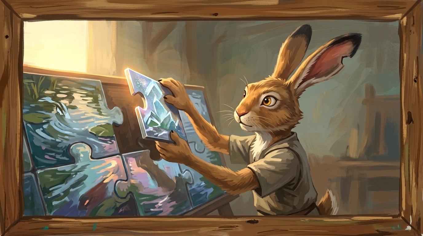 Hare aligns one crystalline scene tile with its neighbors