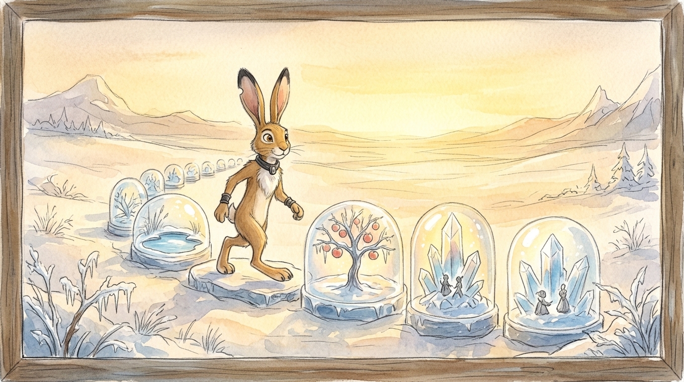 The hare follows a settled chain of scenes into dawn