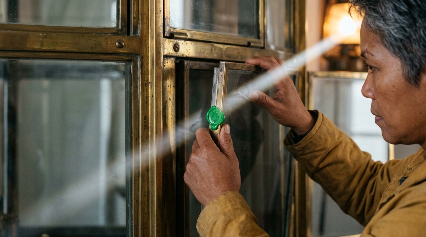 Hands lock the approved frame into the beacon
