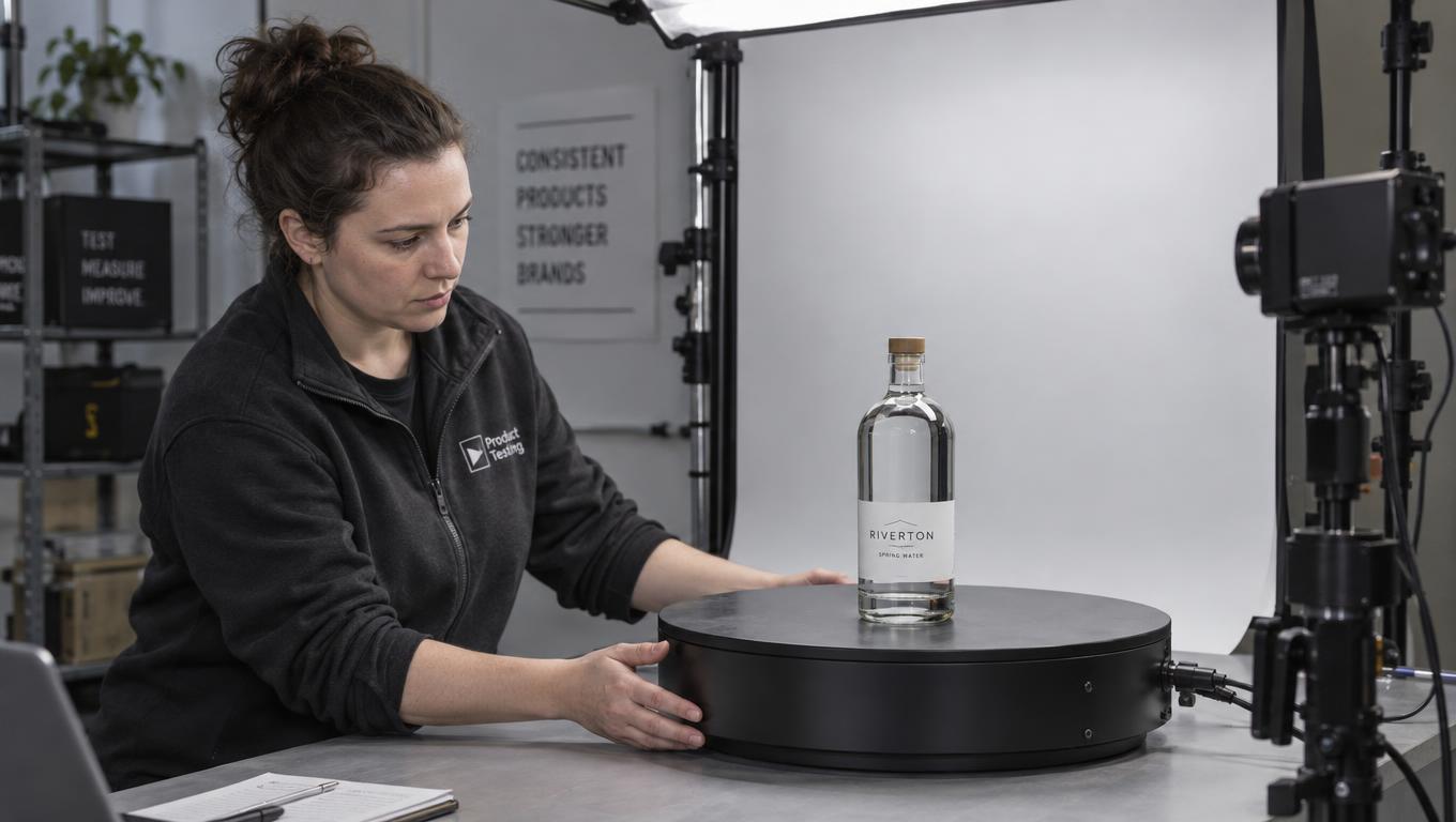 A technician checks the clean start and stop of product motion