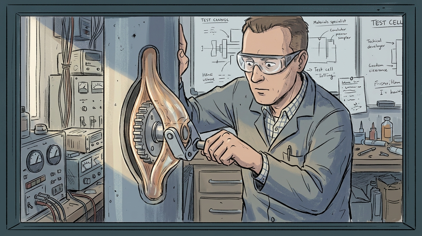 Specialist tests a difficult product mechanism close-up