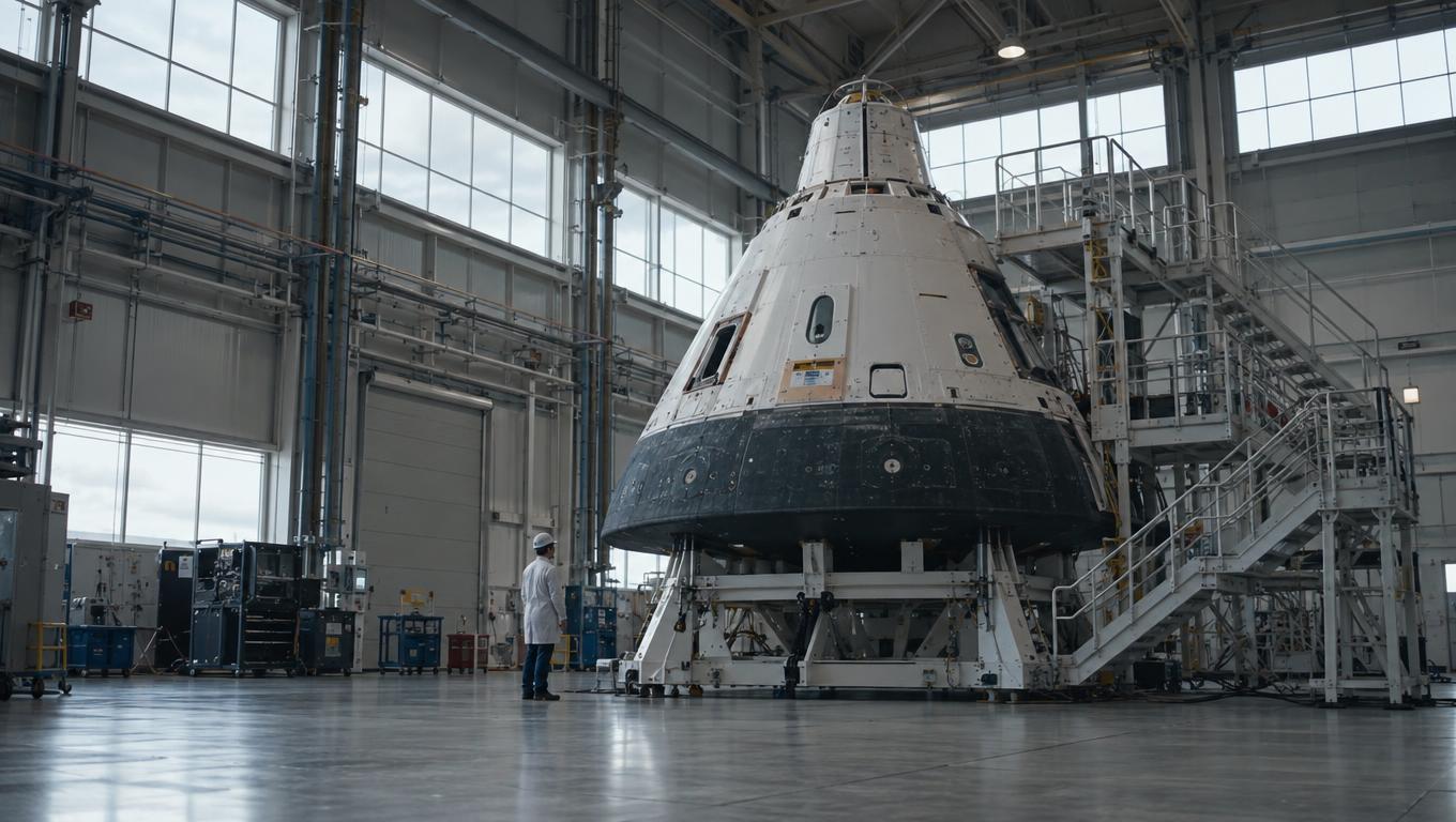 Specialist assesses prototype inside a spacious validation hall