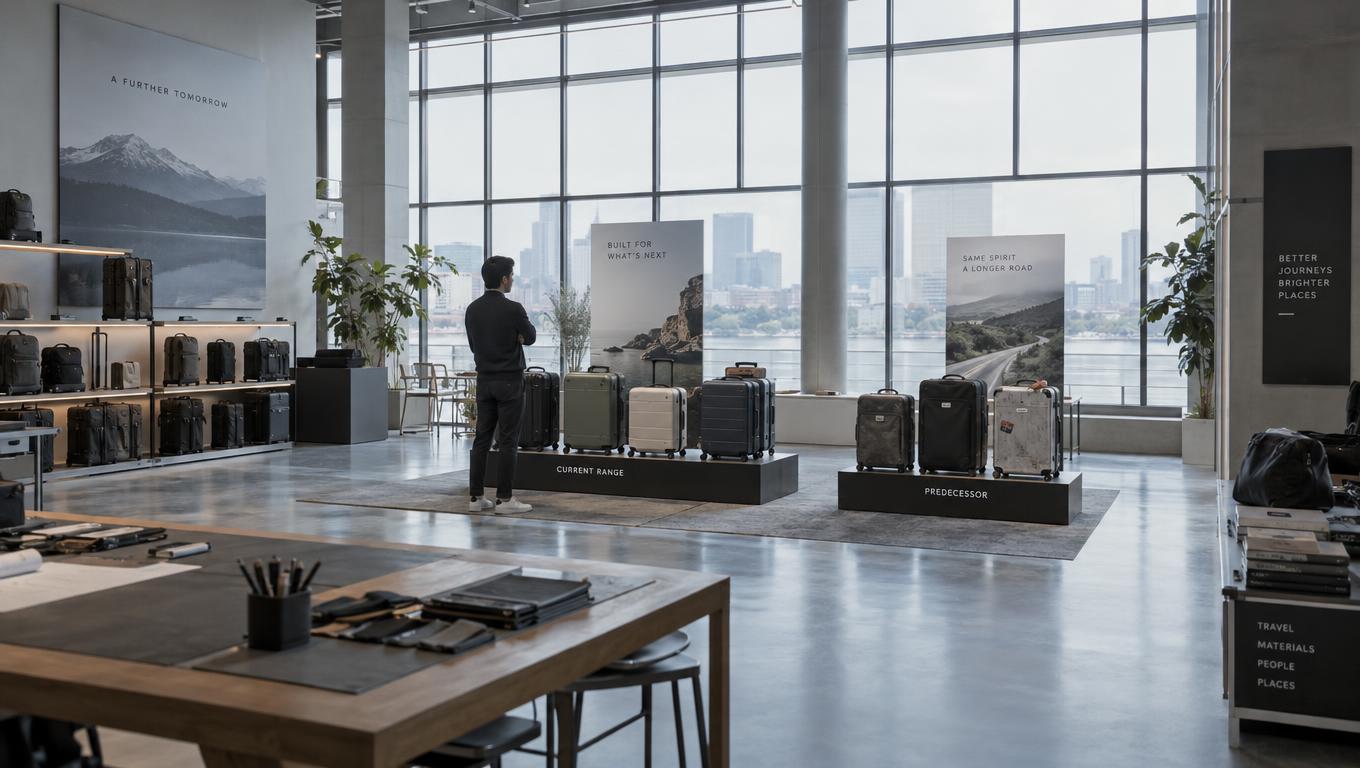 A showroom reveals the next model beside its predecessor